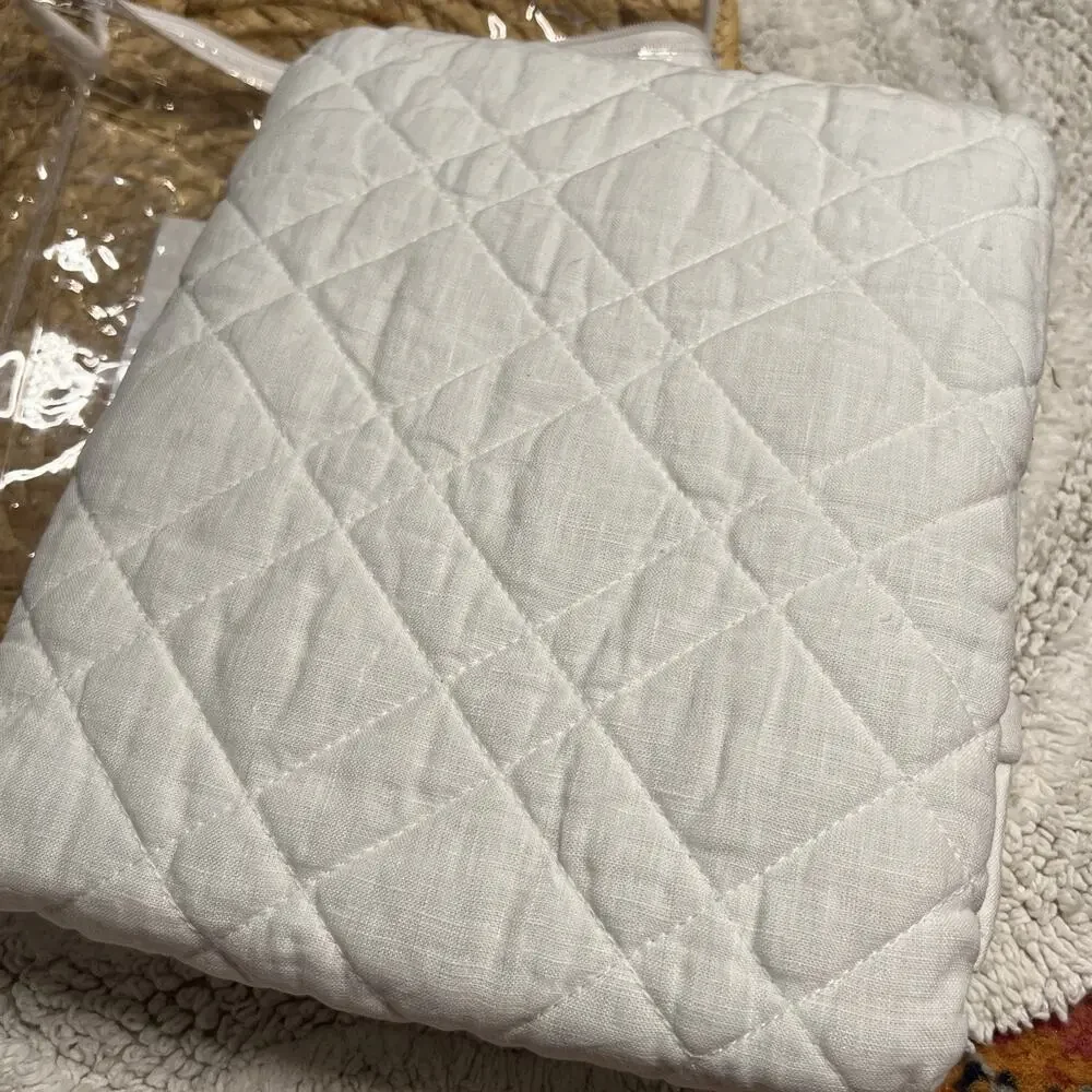 Annie Selke Pine Come Hill Washed Linen & Cotton Quilted Sham Standard White
